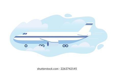 Logistic transport plane concept. Aviation and transportation of goods. Flight and international trade, globalization. Service of express delivery. Cartoon flat vector illustration