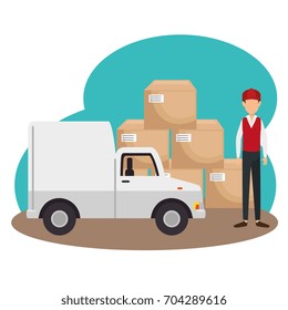 Courier Parcel On Background Delivery Service Stock Vector (Royalty ...