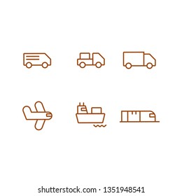 Logistic transportation line icon set