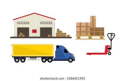 Logistic and transportation, warehouse, storage and cargo delivery vector Illustration