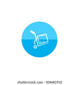 Logistic trolley icon in flat color circle style. Delivery, storage, shipping, cargo 