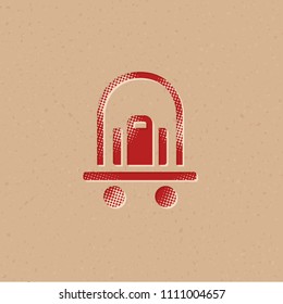 Logistic trolley icon in halftone style. Grunge background vector illustration.
