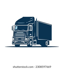 logistic truck silhouette company logo. flat color