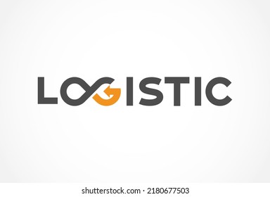 Logistic Typography Logo, with letter O and G formed from infinity icon and arrow, Flat style Logo Design Template, vector illustration