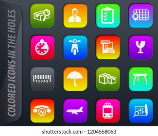 Logistic vector colored icons in the holes easily adapt to any background