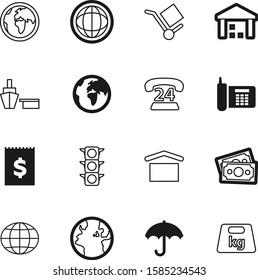 logistic vector icon set such as: gram, crossroads, cardboard, boat, pounds, black, umbrella, heavy, weight, contact, packaging, distribution, meteorology, assistance, salary, safety, sea, bank