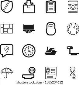 logistic vector icon set such as: clock, globe, transparent, item, meteorology, tank, internet, weather, retro, watch, gram, import, trailer, boat, money, yacht, list, pay, do, communication, kg