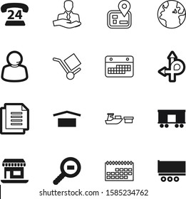 logistic vector icon set such as: human, carriage, port, world, image, view, cardboard, automobile, headset, wheel, magnifier, paper, industrial, route, cart, computer, head, ship, trailer, agent
