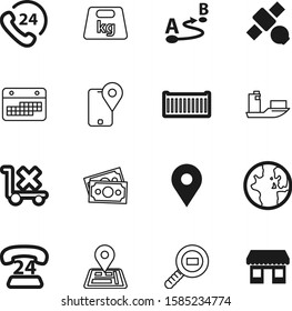 logistic vector icon set such as: industry, mass, kilogram, cash, style, satellite, connection, order, destination, set, cruise, fast, ton, front, magnifying, retail, iron, device, button, image