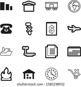logistic vector icon set such as: airplane, digital, bank, amount, drawing, carriage, month, label, scales, date, phone, fire, environment, payment, hour, image, yellow, side, money, unit, plane