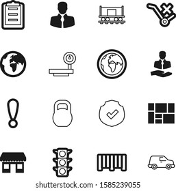 logistic vector icon set such as: work, communication, code, error, shield, no, wheelbarrow, wagon, speed, package, mark, red, box, packaging, point, triangle, scanner, container, guarantee