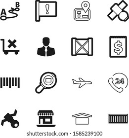 logistic vector icon set such as: trip, packing, group, help, place, routing, supermarket, wooden, export, contact, magnifying, front, isometric, social, mail, sea, architecture, label, airplane