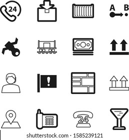 logistic vector icon set such as: mobile, containers, elegance, error, smart, danger, export, carton, cash, celebration, package, silhouette, center, destination, glass, distance, search, headset