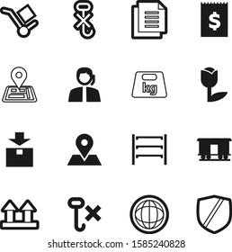 logistic vector icon set such as: wagon, shelve, grocery, weight, service, advantages, word, headset, elegant, health, cardboard, call, train, item, image, guarantee, warehouse, color, shelf