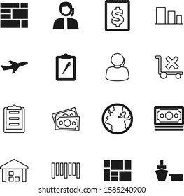 logistic vector icon set such as: set, side, airplane, bank, sell, bill, digital, environment, fragile, internet, care, globe, port, sorting, silhouette, no, purchase, arrow, sea, australia, modern