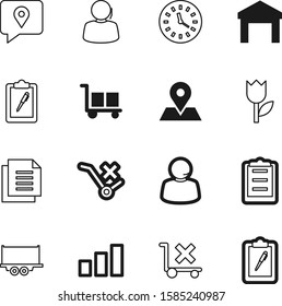 logistic vector icon set such as: place, set, beautiful, trailer, plant, website, minute, reminder, road, document, summer, warehouse, spring, timer, arrow, icons, post, drawing, deadline, mobile