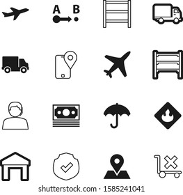 logistic vector icon set such as: shipment, power, meteorology, do, symbols, no, umbrella, currency, online, yellow, agent, desk, telephone, local, device, shield, place, payment, trip, danger, cash
