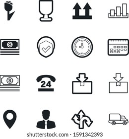logistic vector icon set such as: retain, protect, coat, place, safety, people, privacy, blue, decorative, calendar, tulip, courier, simplify, sorting, ahead, deliver, arms, mark, security, truck
