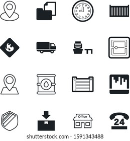 logistic vector icon set such as: vessel, red, minimal, hanging, harbor, material, telephone, style, call, internet, alarm, cellular, boutique, front, sale, second, watch, minute, steel, clock, add