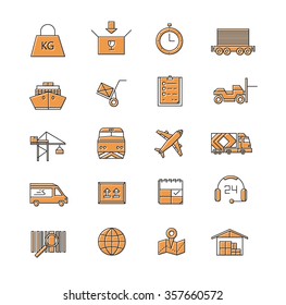 Logistic vector icons. line icons.