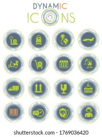 logistic vector icons on white background with dynamic lines for animation for web and user interface design