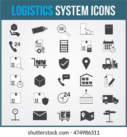 Logistic vector system icons shipping set