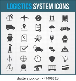 Logistic vector system icons shipping set