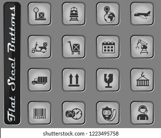 logistic vector web icons on the flat steel buttons
