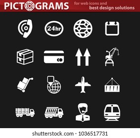 Logistic vector white icons for user interface design