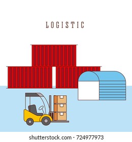 logistic warehouse containers and forklift boxes