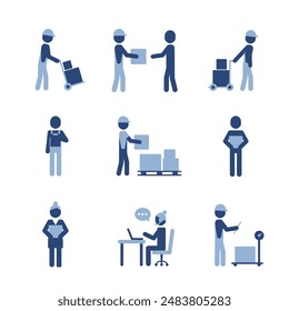 Logistic warehouse delivery shipping people icon sign symbol pictogram.
