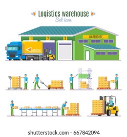 Erfassung logistischer Lagerelemente mit LKW-Mitarbeitern Verfahren zur Berechnung der Transportladung und Heben isolierter Vektorgrafik