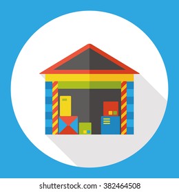 logistic warehouse flat icon