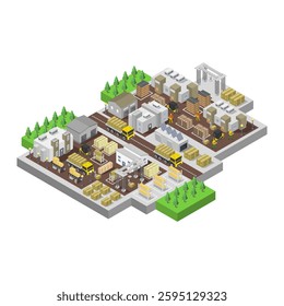 Logistic warehouse isometric illustrated in vector