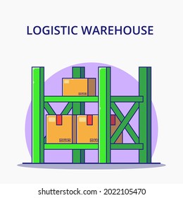 Logistische Lagerhaus-Stapelkartoon-Vektorgrafik. Logistiksymbol Konzept isoliert.