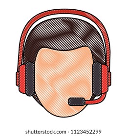 logistic worker with headset head character