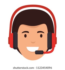 logistic worker with headset head character