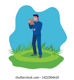 logistic worker on the lawn character