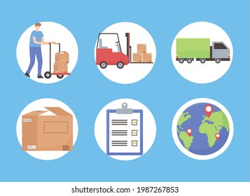 logistic worker world boxes transport