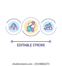 Logistical issue loop concept icon. Supply chain problem. Transportation challenges. Boost inflation abstract idea thin line illustration. Isolated outline drawing. Editable stroke. Arial font used