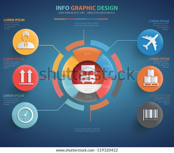 \
Logistic,cargo info graphic design on\
blue\
background,vector