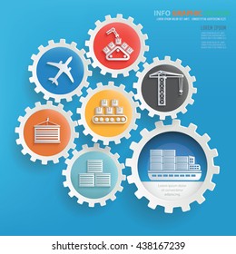 Logistic,cargo,shipping info graphic design on blue background,vector