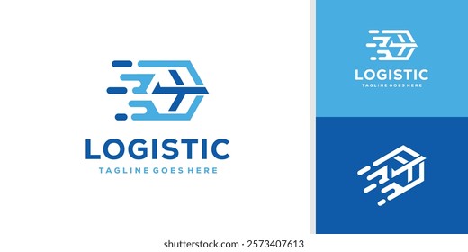 Logistics airplane logo, express delivery logo design vector