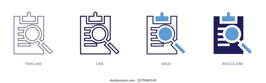 Logistics analysis icon in 4 different styles. Thin Line, Line, Bold, and Bold Line. Duotone style. Editable stroke.