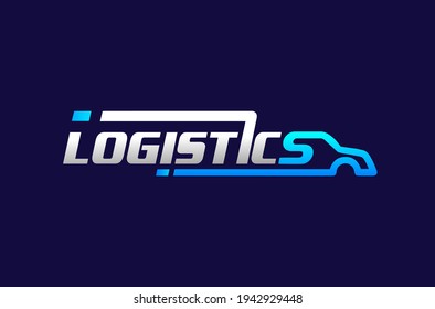 Logistics Auto Truck Transport Wordmark Logo Design Vector Icon Illustrations.