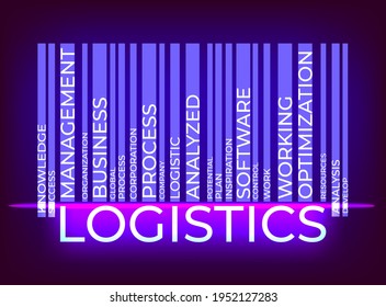 Logistics barcode word tag cloud. Vector illustration