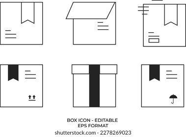 Logistics box icon set with minimalist style and black simple lines. suitable for business and symbols