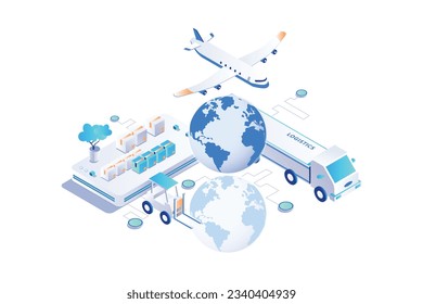 Concepto de vectores isométricos de la empresa logística
