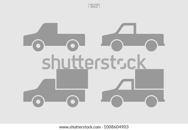 Logistics car icon set. Truck icon.\
Delivery service car icon. Vector\
illustration.