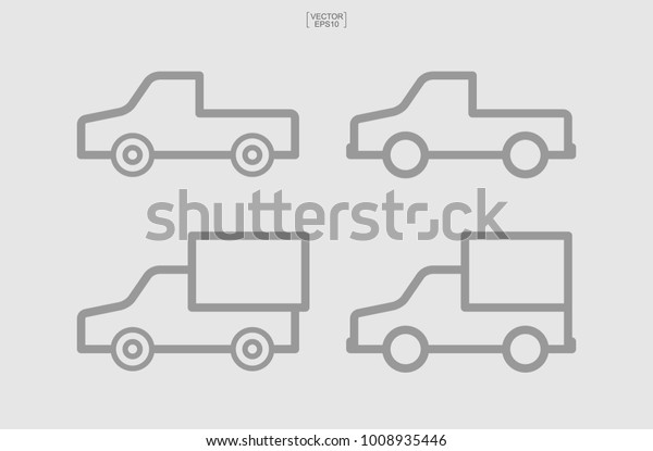 Logistics car icon set. Truck icon.\
Delivery service car icon. Vector\
illustration.